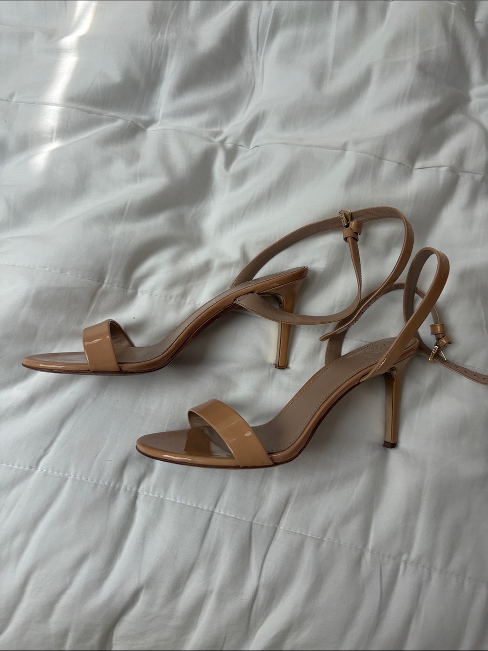 Tory Burch Women's Nude Ankle Strap Stiletto Sandals 8.5